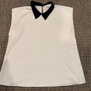Claudie Pierlot Boxy Black and White Blouse with Peter Pan Collar
